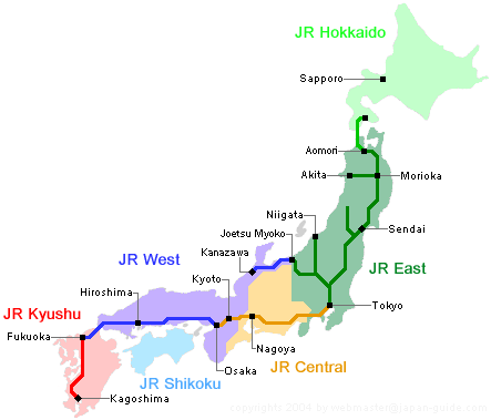 Map Of Jr Lines In Japan Japanese Trains