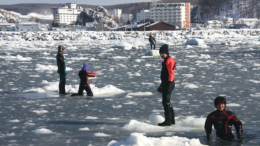 Drift Ice Walking in Hokkaido Japan