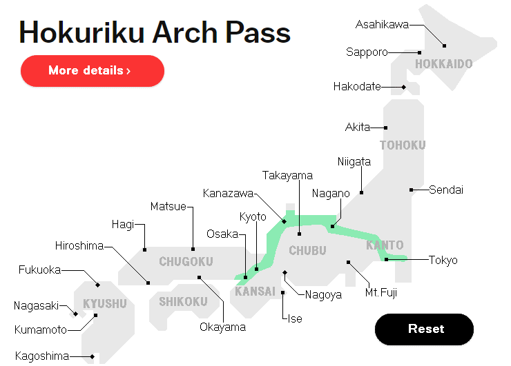 Hokuriku Arch Pass Coverage